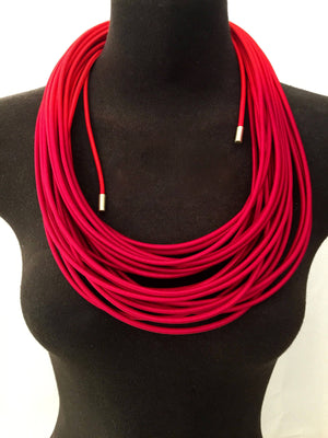 Hand Dyed Coil Necklace - Scarlet/Red-Necklaces-Gilly Langton-Pistachios