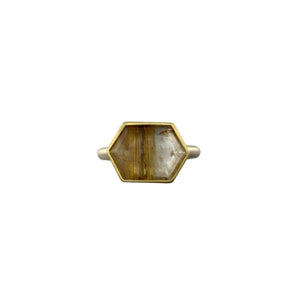 Hexagon Rutilated Quartz Ring-Rings-Heather Guidero-Pistachios