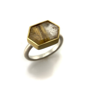 Hexagon Rutilated Quartz Ring-Rings-Heather Guidero-Pistachios