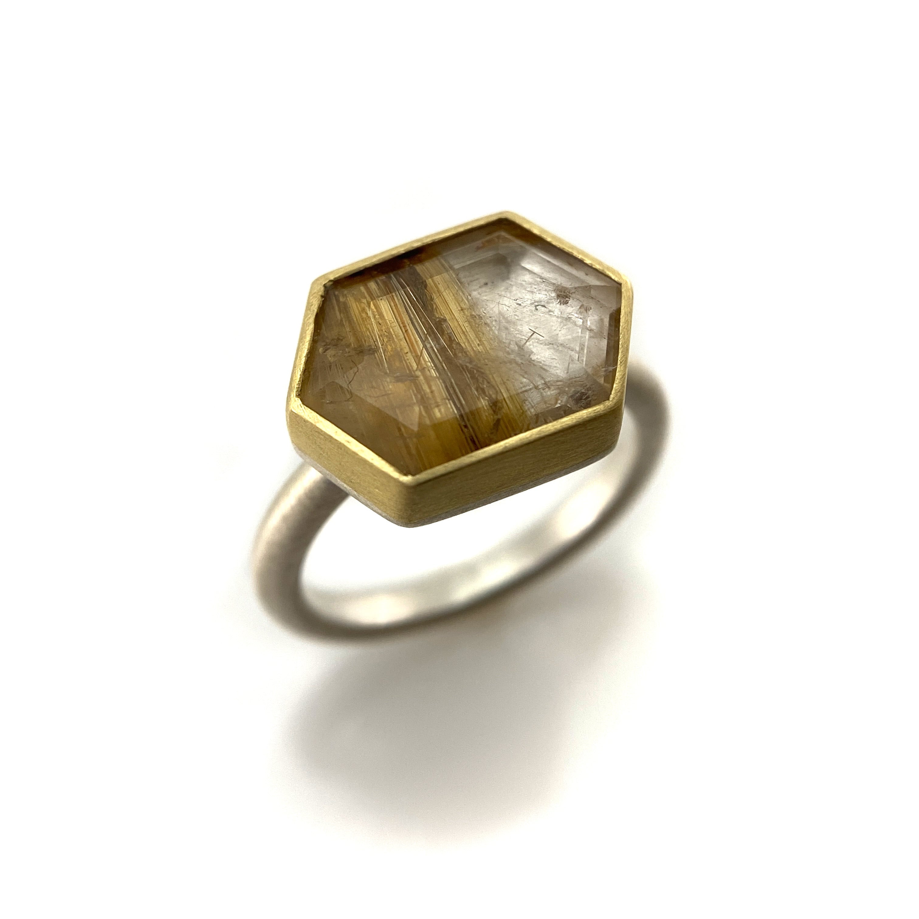Hexagon Rutilated Quartz Ring Rings Heather Guidero Pistachios