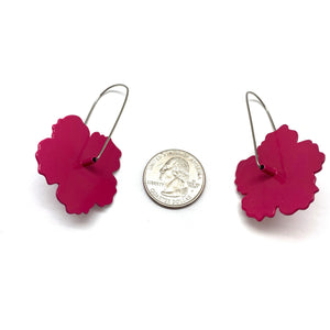 Hibiscus Flower Patch Earrings - Hot Pink-Earrings-Jess Dare-Pistachios