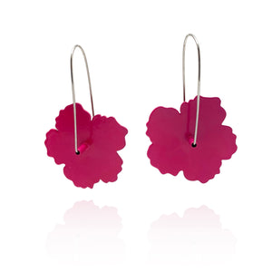 Hibiscus Flower Patch Earrings - Hot Pink-Earrings-Jess Dare-Pistachios