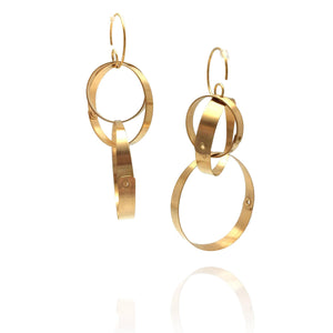 Interlocking Golden Hoop Drops-Earrings-Arek Wolski-Pistachios