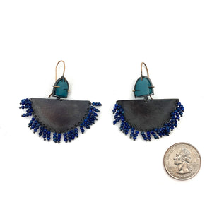 Lapis Fringe Earrings-Earrings-Karen Gilbert-Pistachios