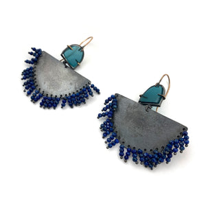 Lapis Fringe Earrings-Earrings-Karen Gilbert-Pistachios