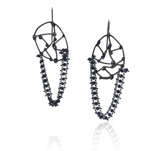 Lapis & Oxidized Web Earrings-Earrings-Karen Gilbert-Pistachios