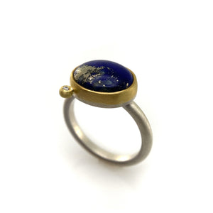 Lapis & Pyrite Ring-Rings-Heather Guidero-Pistachios