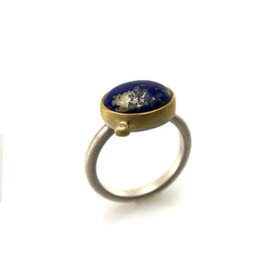 Lapis & Pyrite Ring-Rings-Heather Guidero-Pistachios