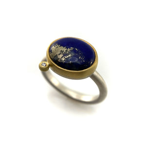 Lapis & Pyrite Ring-Rings-Heather Guidero-Pistachios