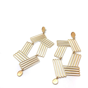 Large Gold Deco Earrings W/Hinge-Earrings-Emily Rogstad-Pistachios