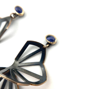 Large Hyacinth Fold Earrings with Iolite-Earrings-Karin Jacobson-Pistachios