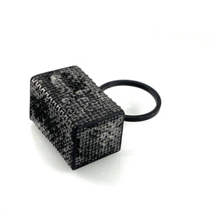 Large Mesh Rectangle Cube Ring-Rings-Sandra Salaices-Pistachios