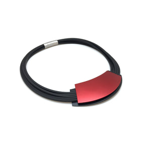 Large Red/Black Geometric Pendant Necklace-Necklaces-Ursula Muller-Pistachios