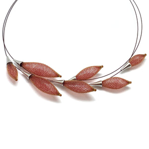 Layered Blossoms Necklace - Red-Necklaces-Dorine Decayeux-Pistachios