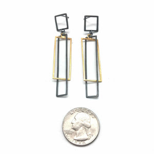 Layered Rectangle Earrings - Oxi/Gold-Earrings-Veronika Majewska-Pistachios