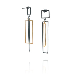 Layered Rectangle Earrings - Oxi/Gold-Earrings-Veronika Majewska-Pistachios