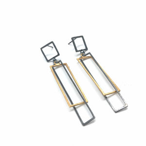 Layered Rectangle Earrings - Oxi/Gold-Earrings-Veronika Majewska-Pistachios