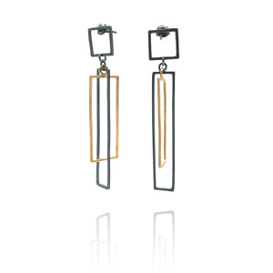 Layered Rectangle Earrings - Oxi/Gold-Earrings-Veronika Majewska-Pistachios