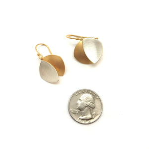 Layered Two-Tone Leaf Drops - Medium-Earrings-Oliwia Kuczynska-Pistachios