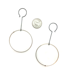 Long Circle Drop Earrings - Silver-Earrings-Gabrielle Desmarais-Pistachios