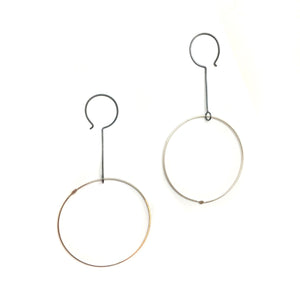 Long Circle Drop Earrings - Silver-Earrings-Gabrielle Desmarais-Pistachios