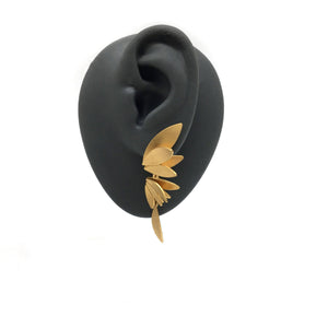 Long Feathered Wing Drops - Gold-Earrings-Oliwia Kuczynska-Pistachios