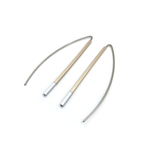 Matchstick Bow Earrings - Champagne & Silver-Earrings-Ursula Muller-Pistachios