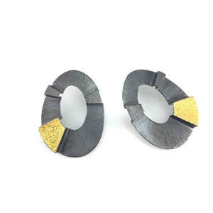 Medium Architects Earrings in Black and Gold-Earrings-Heather Guidero-Pistachios