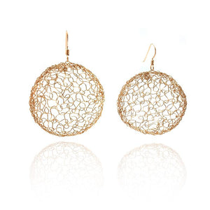 Medium Gold Woven Circle Drops-Earrings-Kathryn Stanko-Pistachios