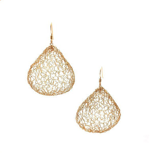 Medium Gold Woven Droplet Earrings-Earrings-Kathryn Stanko-Pistachios