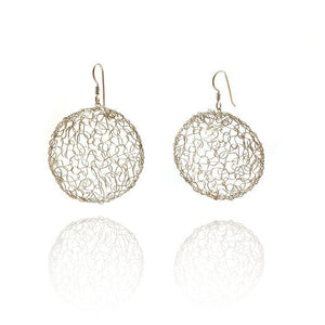 Medium Silver Woven Circle Drops-Earrings-Kathryn Stanko-Pistachios