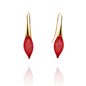 Nylon Bulb Earrings - Red-Earrings-Dorine Decayeux-Pistachios