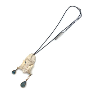 Of Mineral and Marrow Necklace - Rabbit Skull and Moss Aquamarine-Necklaces-Carin Jones-Pistachios