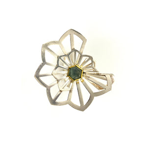 One of a Kind Origami Ring with Montana Sapphire-Rings-Karin Jacobson-Pistachios