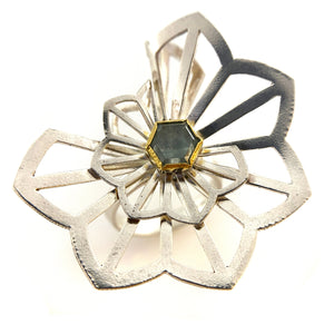 One of a Kind Origami Ring with Montana Sapphire-Rings-Karin Jacobson-Pistachios