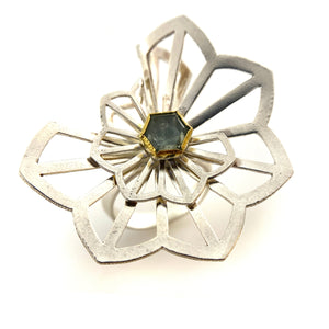 One of a Kind Origami Ring with Montana Sapphire-Rings-Karin Jacobson-Pistachios