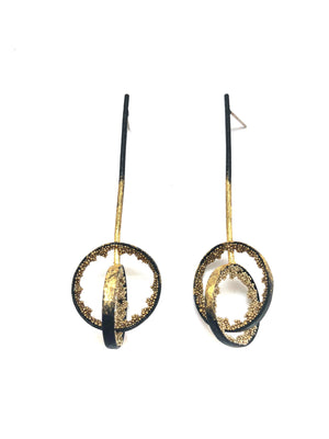 Orbit Caviar Drops - Black and Gold-Earrings-Jessica Armstrong-Pistachios