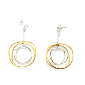 Orbital Hoop Chains - Silver/Gold-Earrings-Veronika Majewska-Pistachios