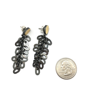 Oval Bi-Metal Link Earrings-Earrings-Elisa Bongfeldt-Pistachios