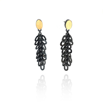 Oval Bi-Metal Link Earrings