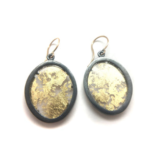Oval Gold Leaf Memento Earring - Small-Earrings-Luana Coonen-Pistachios