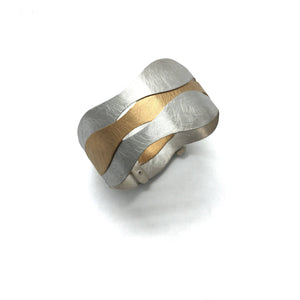 Overlapping Wave Bracelet - Silver/Gold-Bracelets-Kacper Schiffers-Pistachios