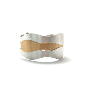 Overlapping Wave Bracelet - Silver/Gold-Bracelets-Kacper Schiffers-Pistachios