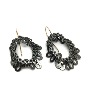Oxidized Oval Link Earrings-Earrings-Elisa Bongfeldt-Pistachios