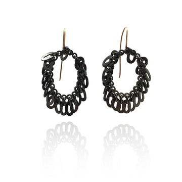 Oxidized Oval Link Earrings
