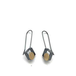 Oxidized Silver & 18k Bi-Metal Horizon Hooks-Earrings-Ashka Dymel-Pistachios