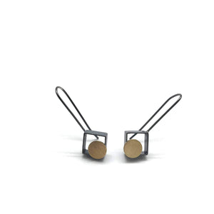 Oxidized Silver & 18k Bi-Metal Horizon Hooks-Earrings-Ashka Dymel-Pistachios