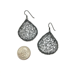 Oxidized Sterling Silver Droplet Earrings-Earrings-Kathryn Stanko-Pistachios