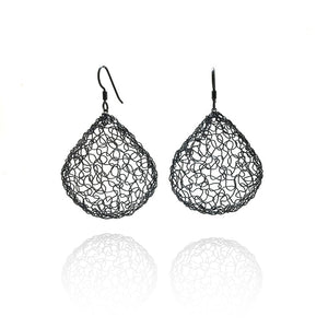 Oxidized Sterling Silver Droplet Earrings-Earrings-Kathryn Stanko-Pistachios