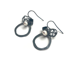 Oxidized Sterling Silver Earrings-Earrings-Liaung-Chung Yen-Pistachios